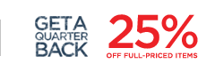 This weekend only - Get a quarter back. 25% off. Enter code BRSUPER.