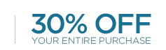 30% off your entire purchase. Ends 2/10. Exclusively online. Promo code: BRSAVE30.