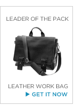 LEADER OF THE PACK. LEATHER WORK BAG. SHOP NOW.
