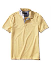 Stripe collar pique polo