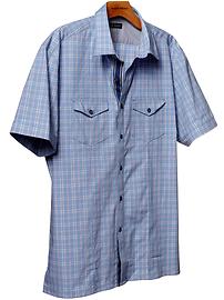 Short-sleeve plaid utility shirt