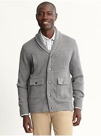 Military style snap-front cardigan