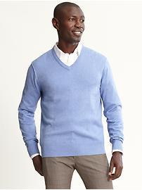 Cotton/cashmere v-neck sweater