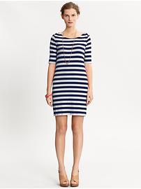 Striped elbow-sleeve dress