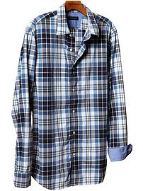 Soft-Wash navy plaid shirt