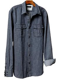 Slim fit micro-check chest pocket shirt
