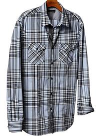 Slim fit blue plaid utility shirt
