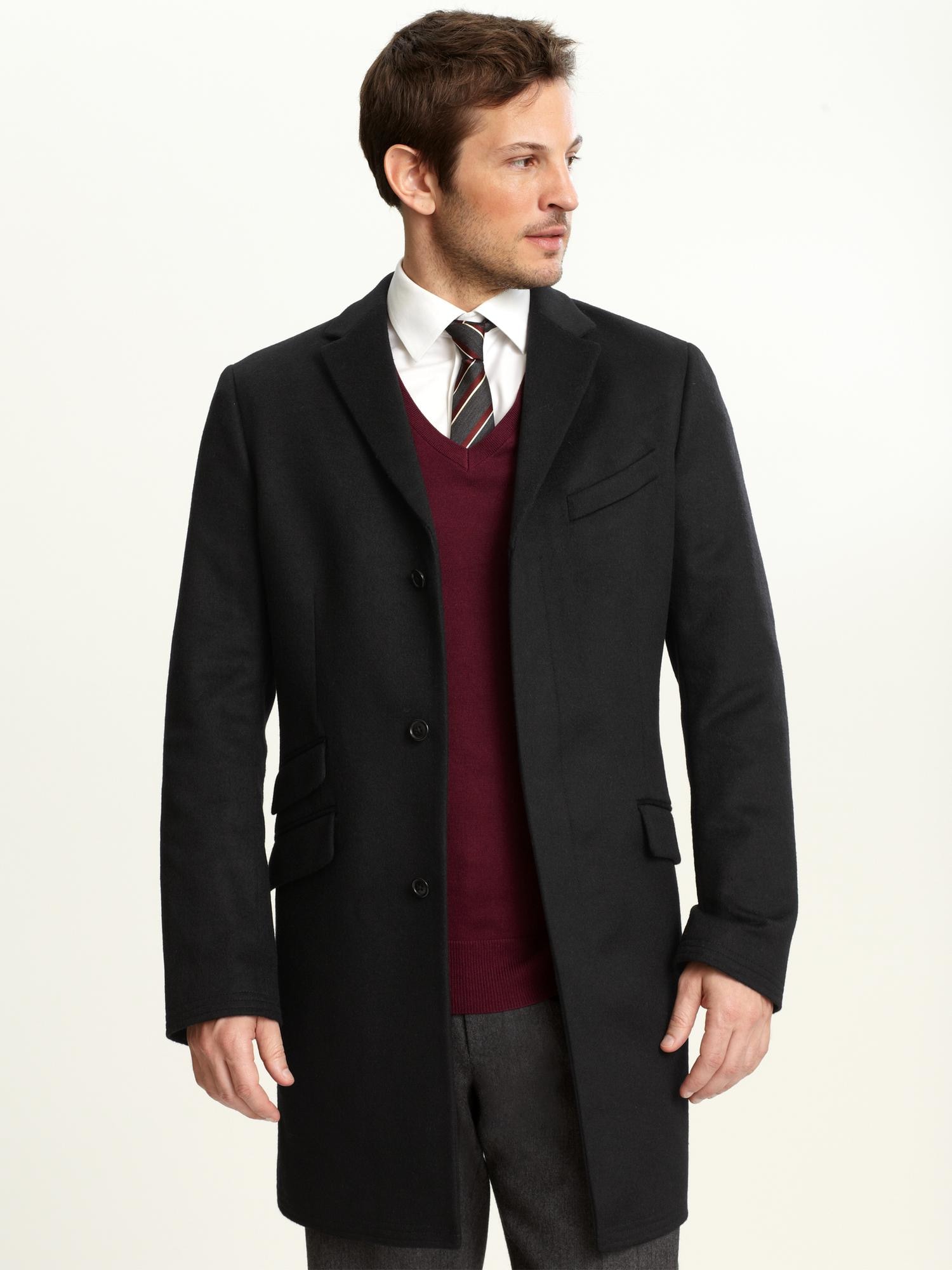 Black wool top coat
