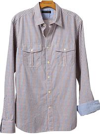 Soft-Wash slim fit orange plaid utility shirt