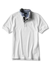 Contrast collar branded pique polo