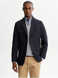 Tailored navy wool/linen blazer
