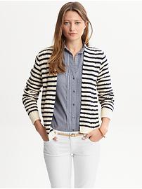 Striped chunky cable cardigan