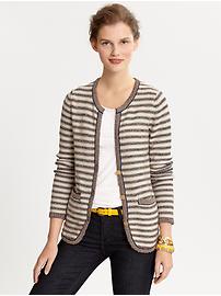 Metallic stripe sweater jacket