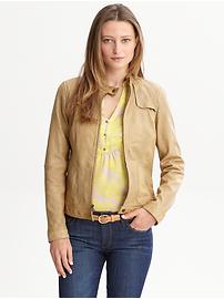 Leather snap-collar jacket