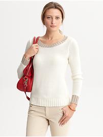 Metallic trim crewneck