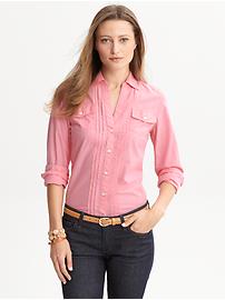 Soft-Wash chambray pintuck shirt