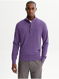 Buttoned mock-neck sweater