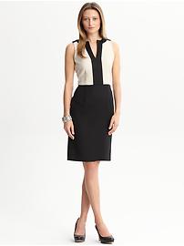 Notched front colorblock dress