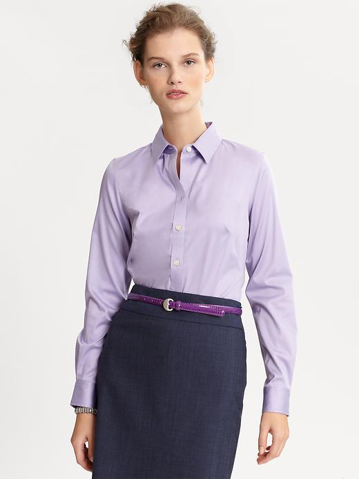 Banana Republic Petite Noniron Fitted Sateen Shirt petite clothing