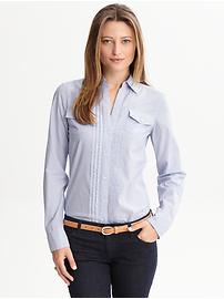 Soft-Wash pintuck mini-stripe shirt