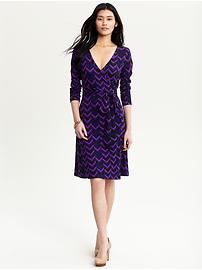 Chevron-stripe wrap dress