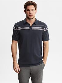 Chest stripe polo sweater