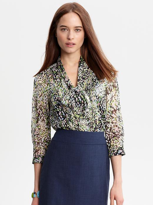 Banana Republic Marta Printed Tie Neck Blouse
