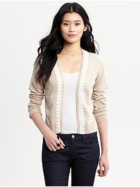 Crochet-trim open cardigan