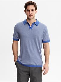Micro stripe polo sweater