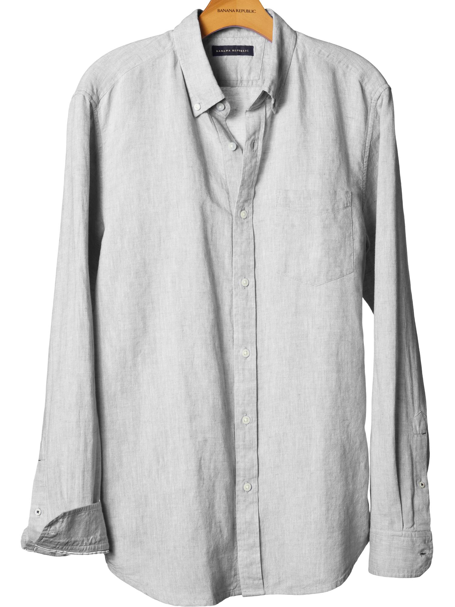 Linen/cotton button-down shirt