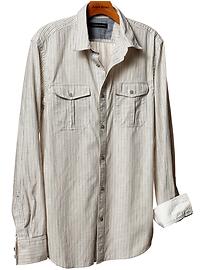 Slim fit micro-stripe chest pocket shirt