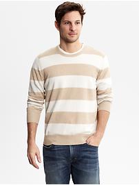 Silk/linen/cotton striped crew