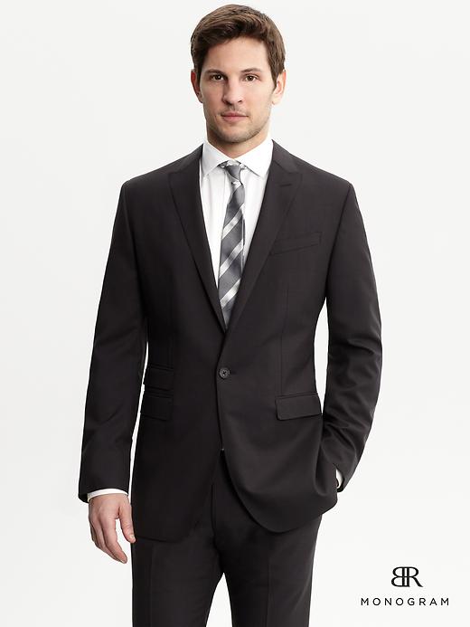 Banana Republic Tailored Fit Navy Italian Wool One Button Suit Blazer