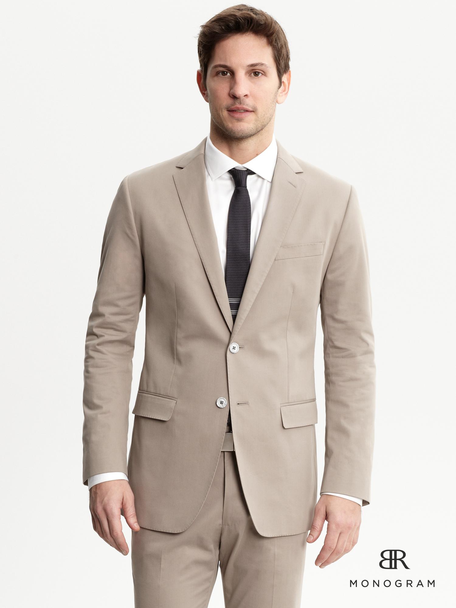 BR Monogram stretch cotton two-button suit blazer