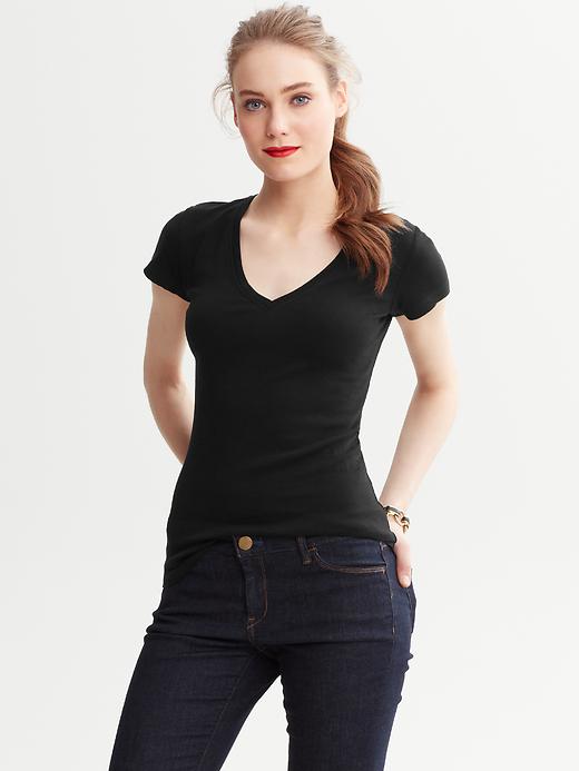 Banana Republic Women's Shorts-Sleeve Timeless V Neck T Shirt
