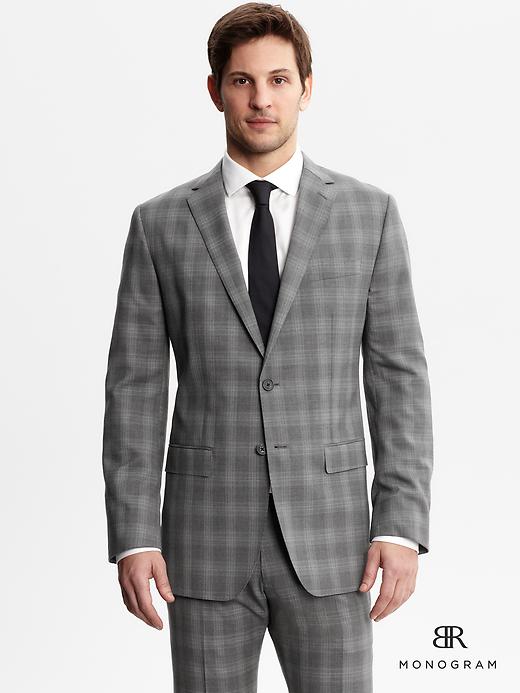 Banana Republic Tailored Fit Plaid Italian Two Button Suit Blazer