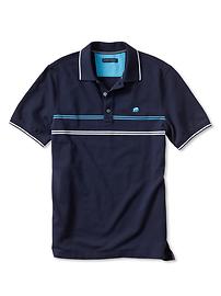 Double chest stripe pique polo