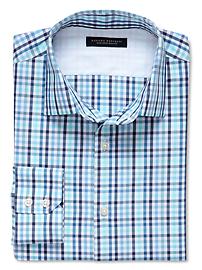 Slim fit non-iron multi-plaid shirt
