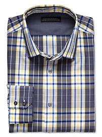 Tailored slim fit non-iron multi-plaid shirt