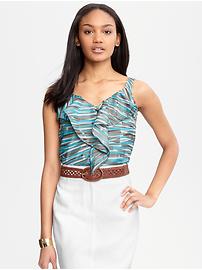 Lauren printed silk ruffle top