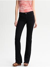 Black button-pocket boot-cut jean