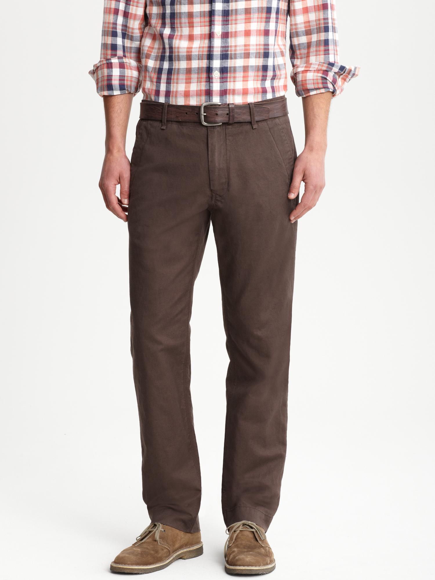 Straight fit linen/cotton utility pant