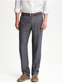 Herringbone linen-cotton utility pant