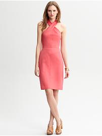 Havana linen-cotton halter dress