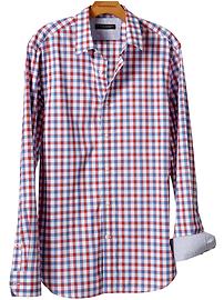 Soft-wash slim fit two-tone plaid shirt