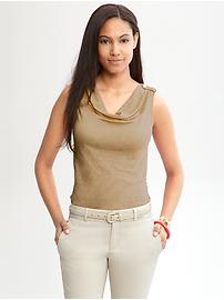 Linen cowl-neck top