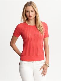 Open stitch short-sleeve sweater