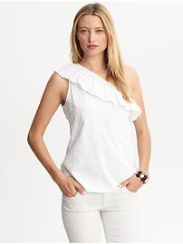 Embroidered one-shoulder top