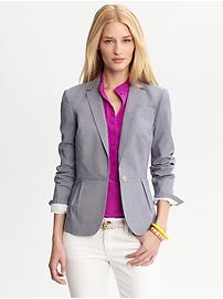 Blue stretch cotton one-button blazer