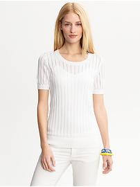 Open stitch short-sleeve sweater